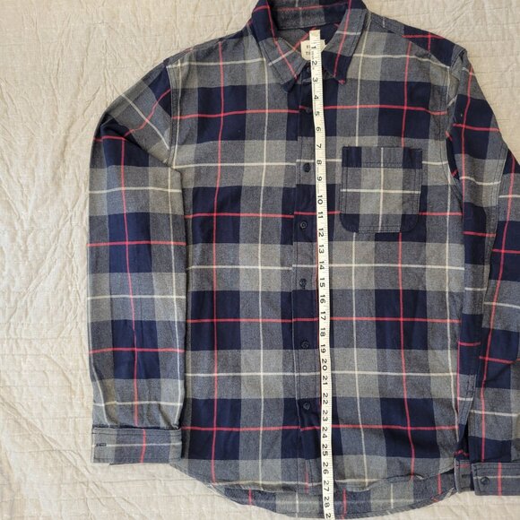 Flint and Tinder Midweight Flannel, X Large, Navy Blue / Grey / red plaid - Picture 5 of 9